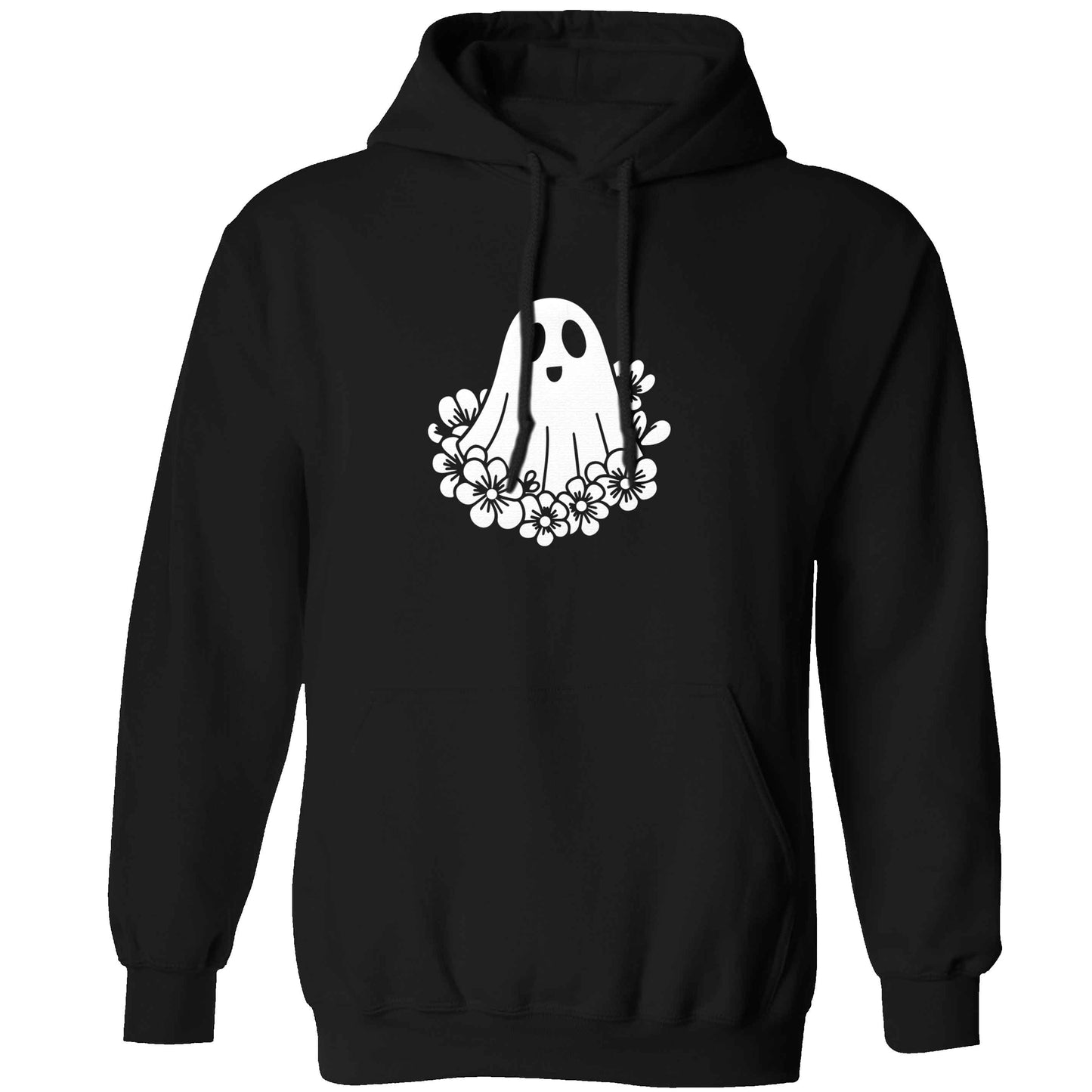 Floral ghost adults unisex black hoodie 2XL