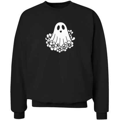 Floral ghost adult's unisex black sweater 2XL