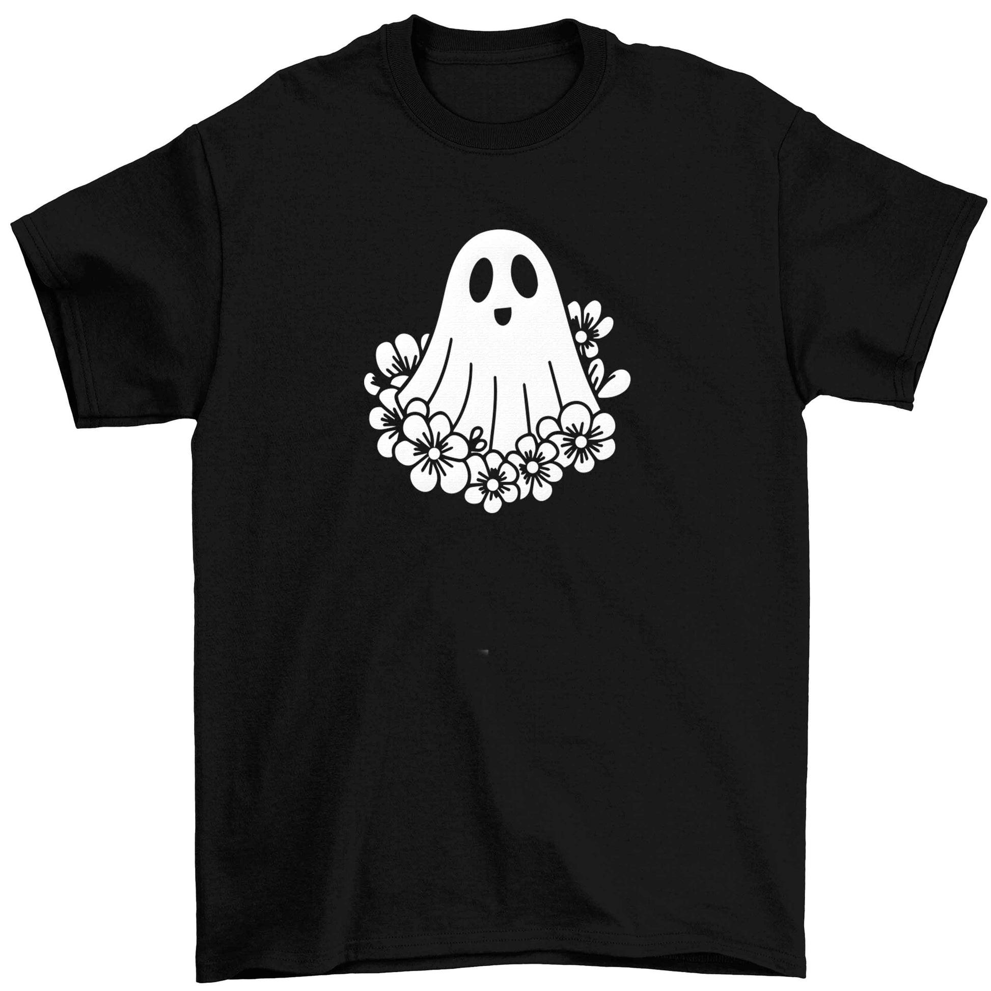 Floral ghost Children's black Tshirt 12-13 Years