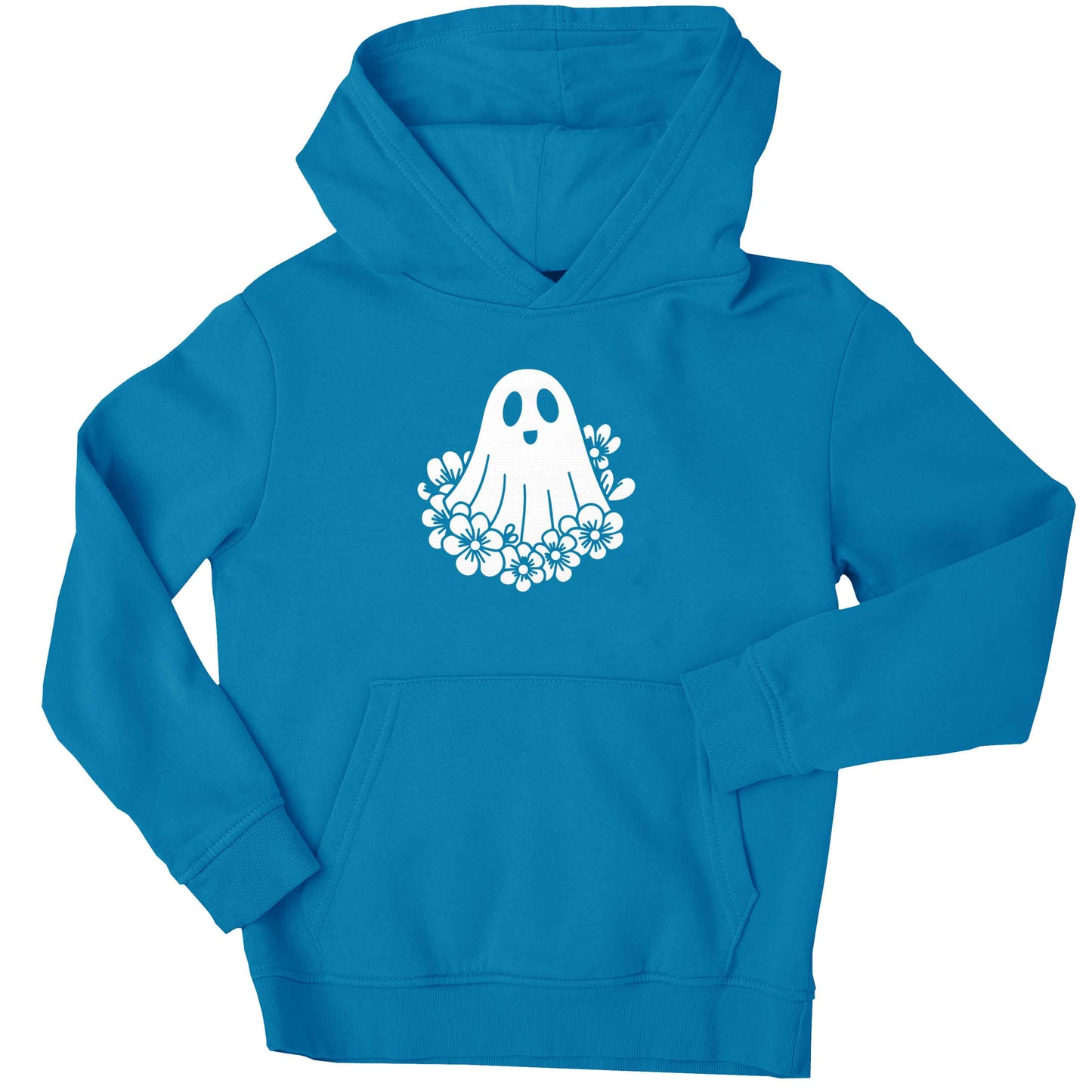Floral ghost children's blue hoodie 12-13 Years