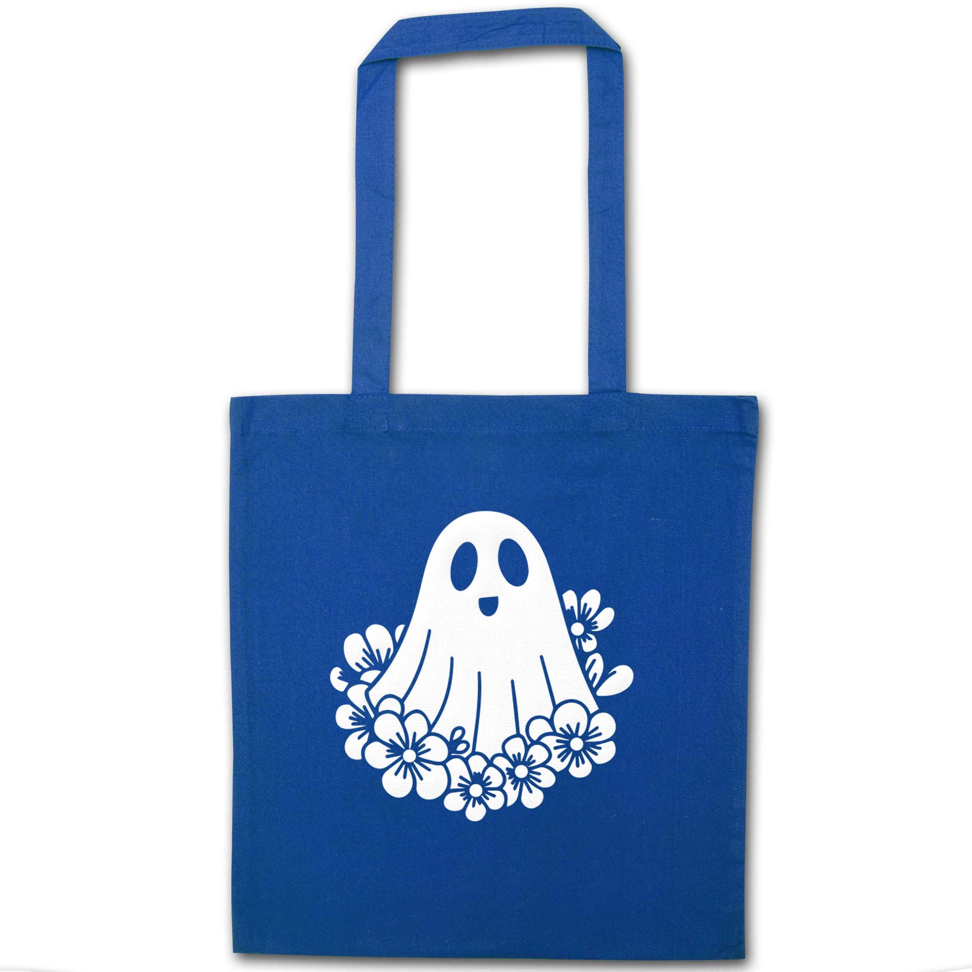 Floral ghost blue tote bag