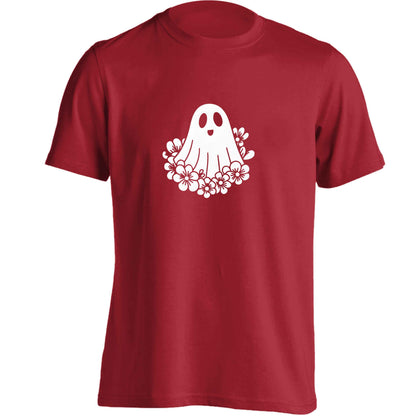 Floral ghost adults unisex red Tshirt 2XL