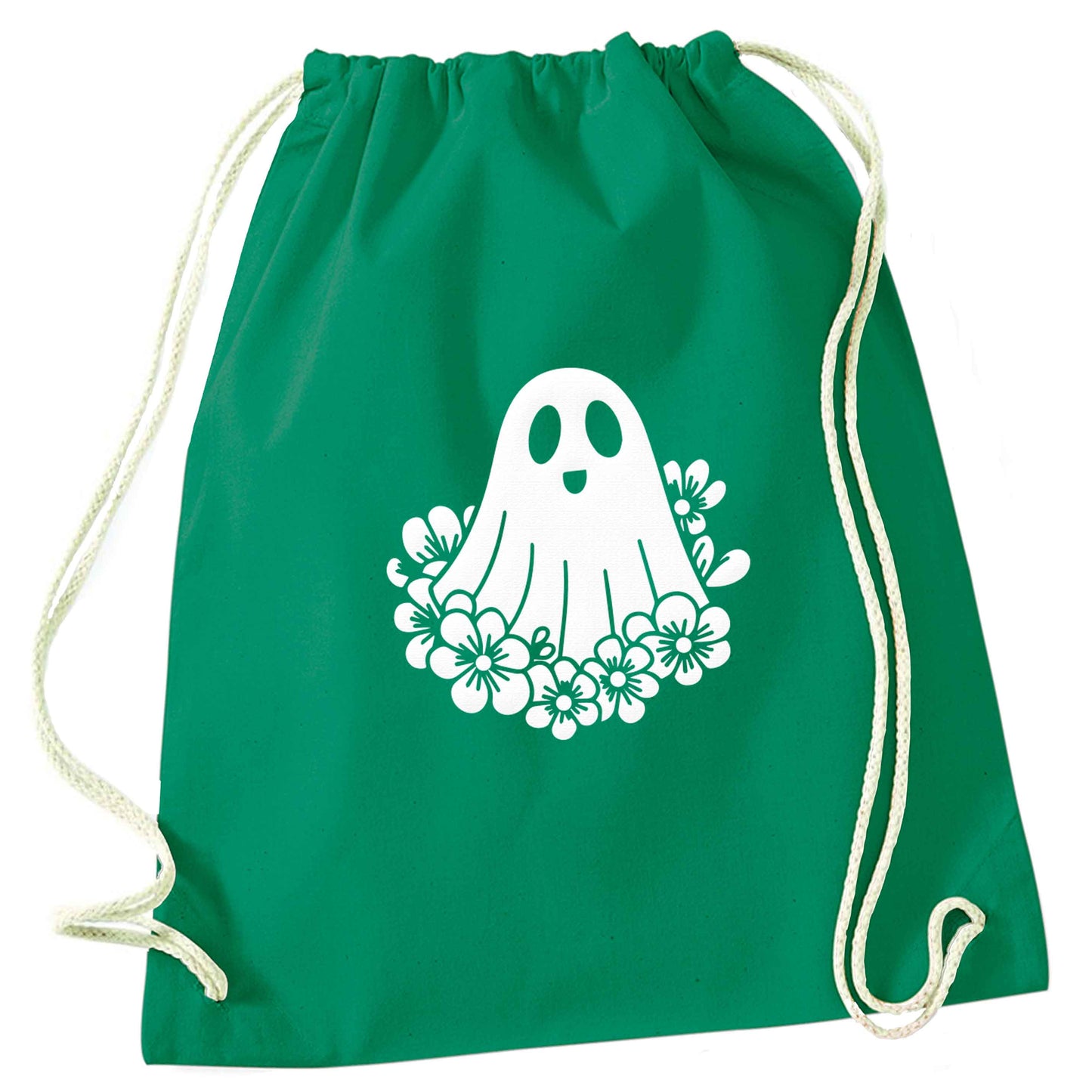 Floral ghost green drawstring bag