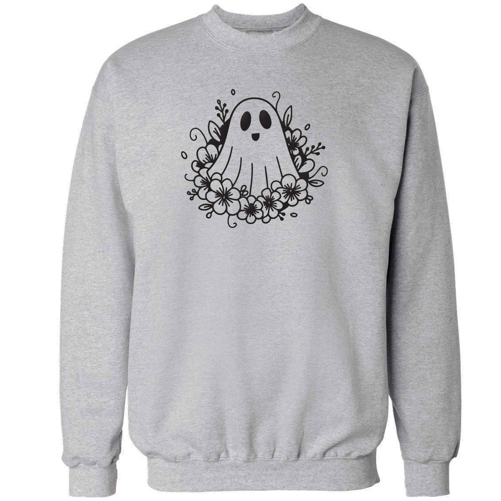 Floral ghost adult's unisex grey sweater 2XL