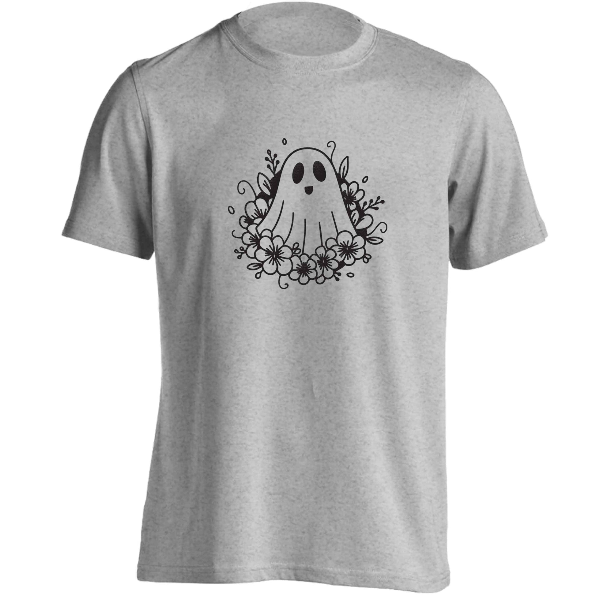 Floral ghost adults unisex grey Tshirt 2XL