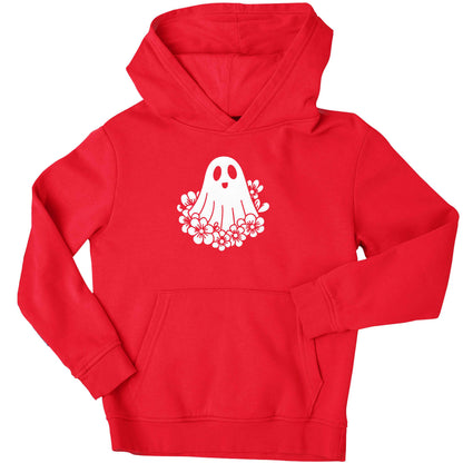 Floral ghost children's red hoodie 12-13 Years