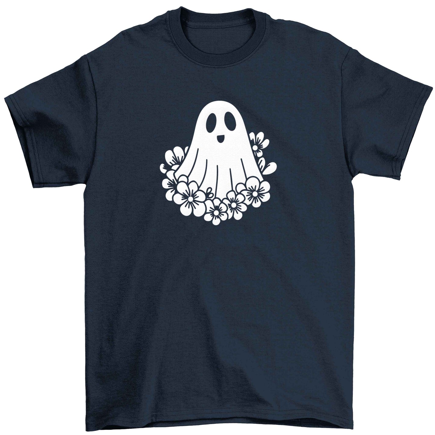 Floral ghost Children's navy Tshirt 12-13 Years