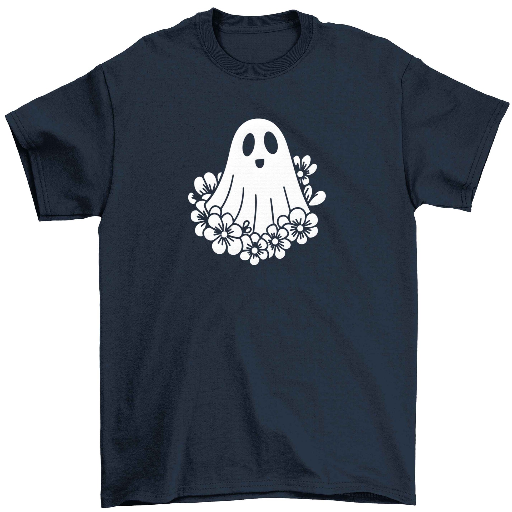 Floral ghost Children's navy Tshirt 12-13 Years