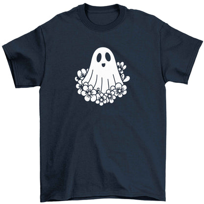 Floral ghost Children's navy Tshirt 12-13 Years