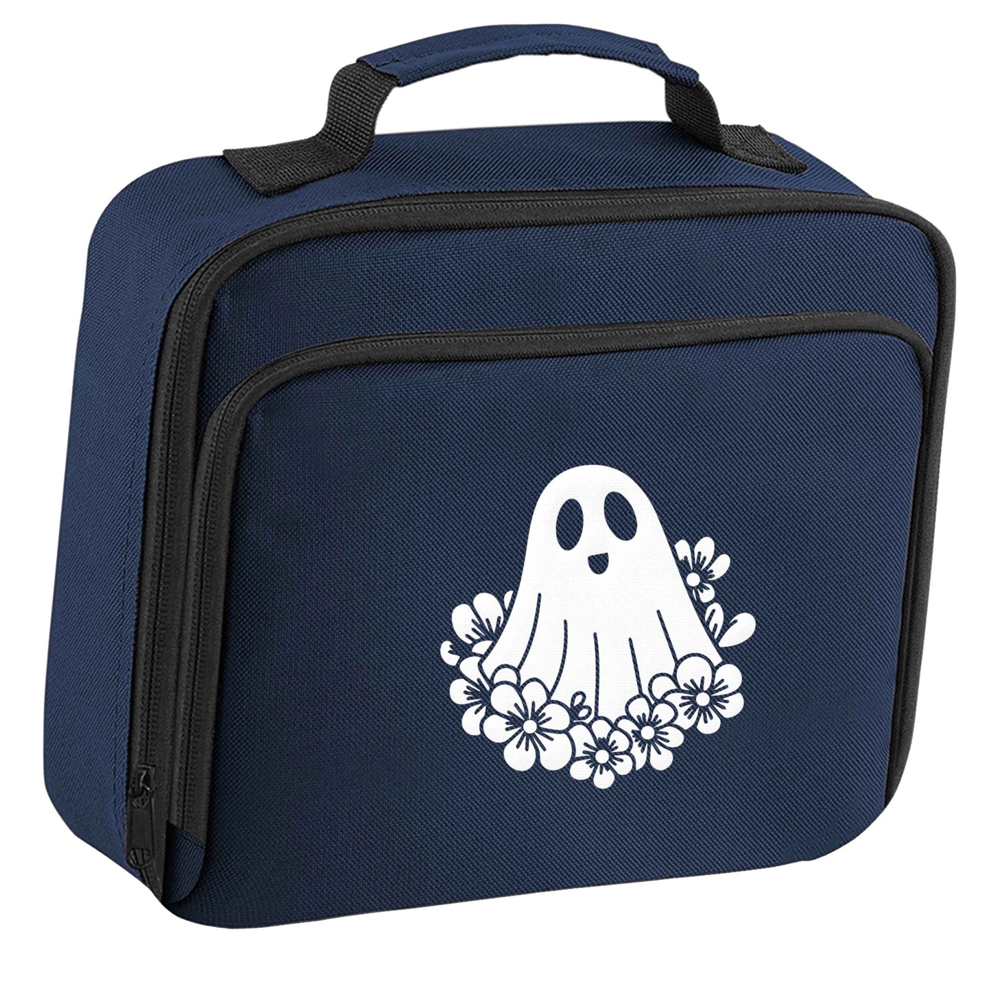 Floral ghost insulated navy lunch bag cooler