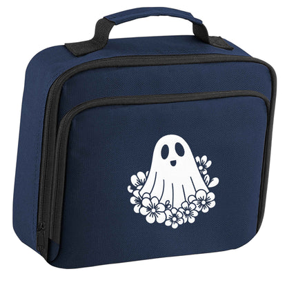 Floral ghost insulated navy lunch bag cooler