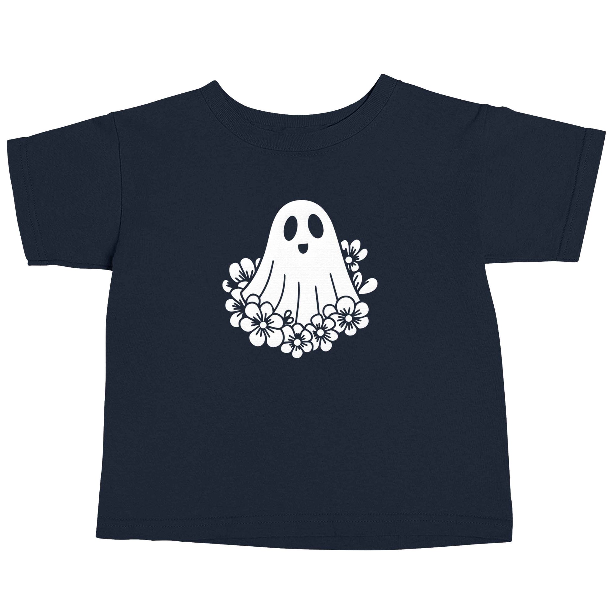 Floral ghost navy baby toddler Tshirt 2 Years