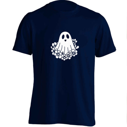 Floral ghost adults unisex navy Tshirt 2XL