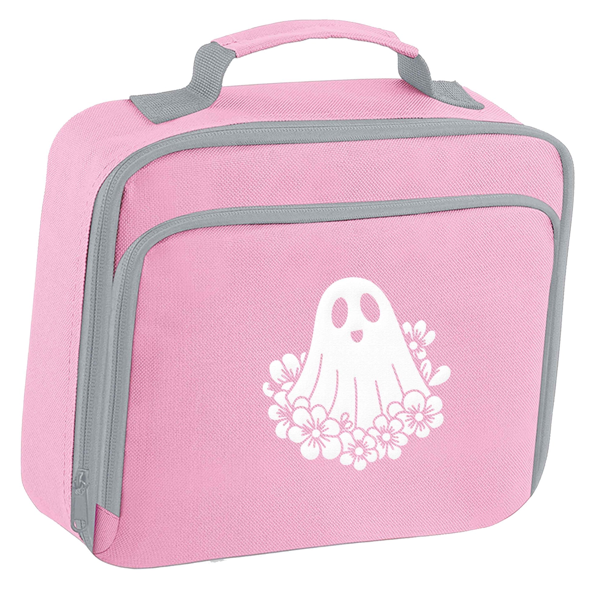 Floral ghost insulated pink lunch bag cooler
