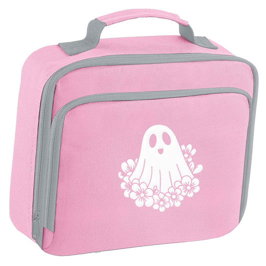 Floral ghost insulated pink lunch bag cooler