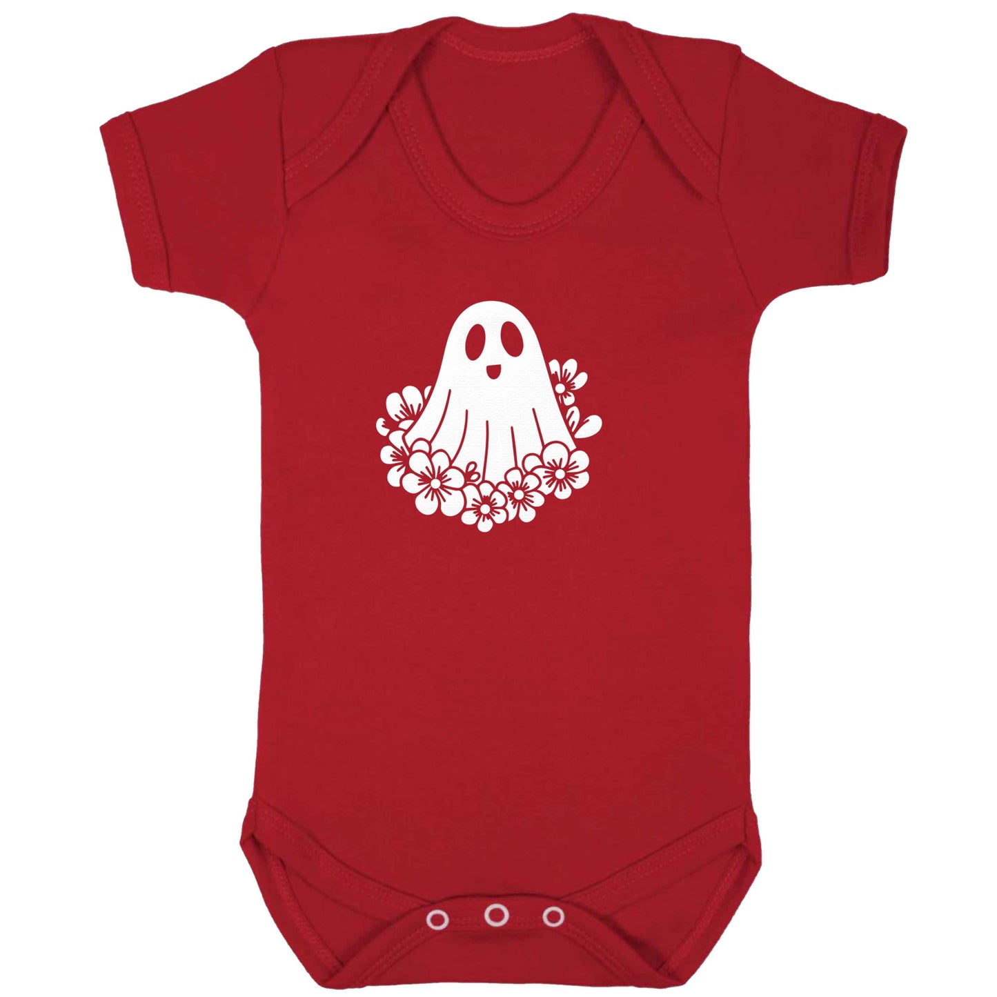 Floral ghost baby bodysuit red 18-24 months