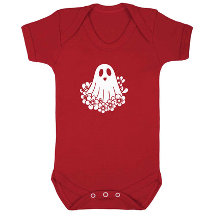 Floral ghost baby bodysuit red 18-24 months