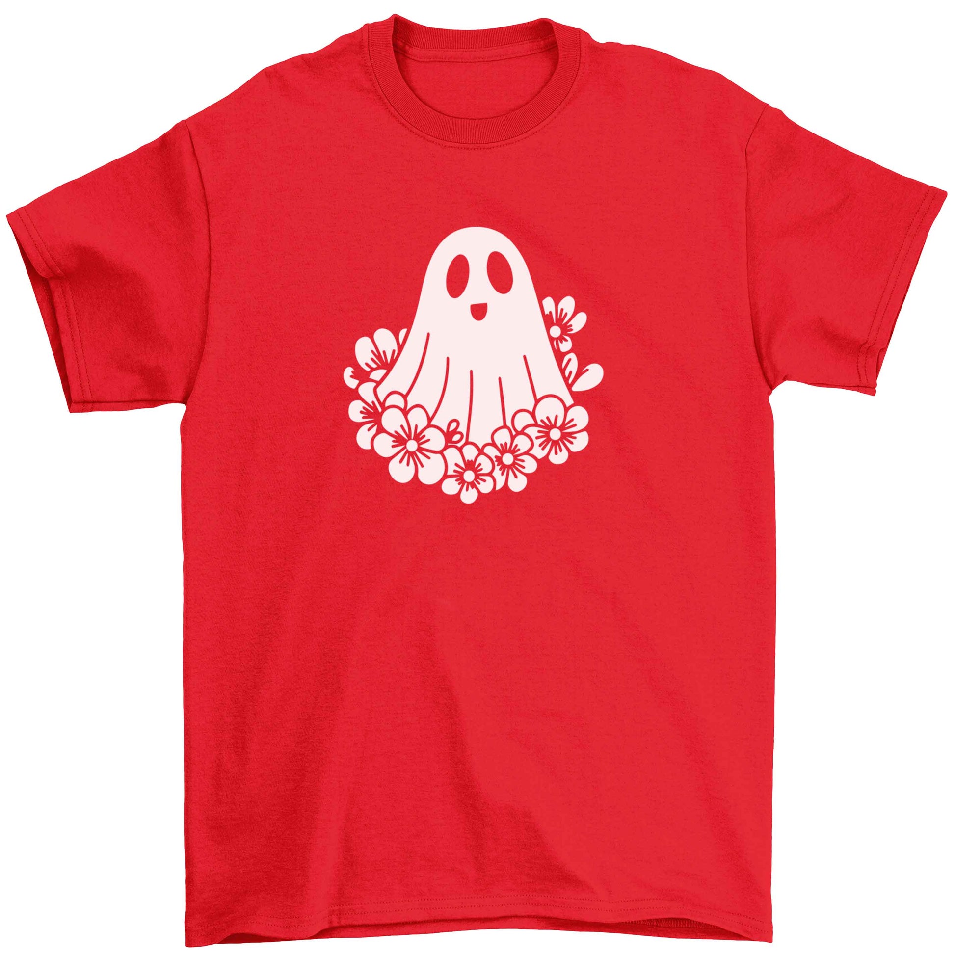 Floral ghost Children's red Tshirt 12-13 Years