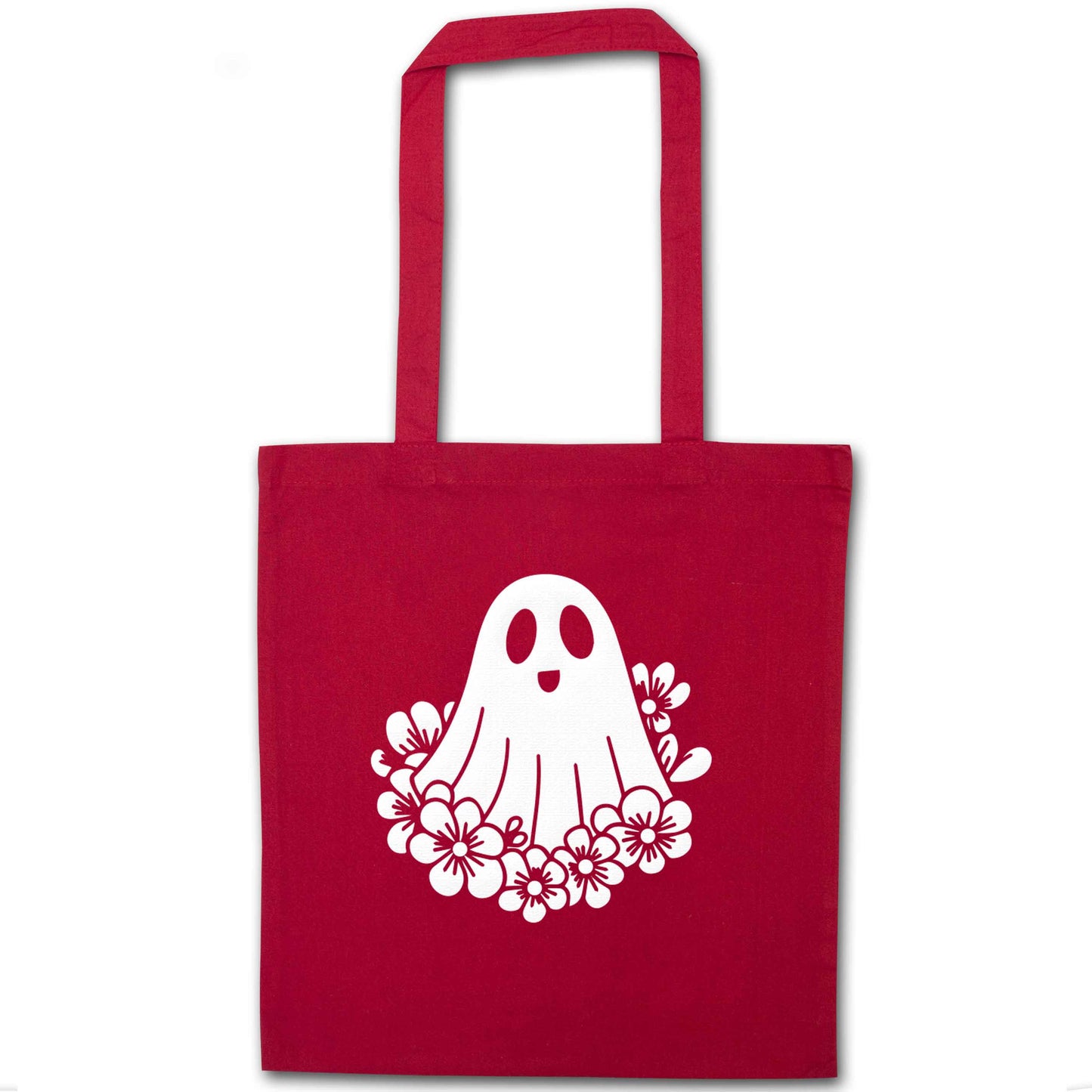 Floral ghost red tote bag
