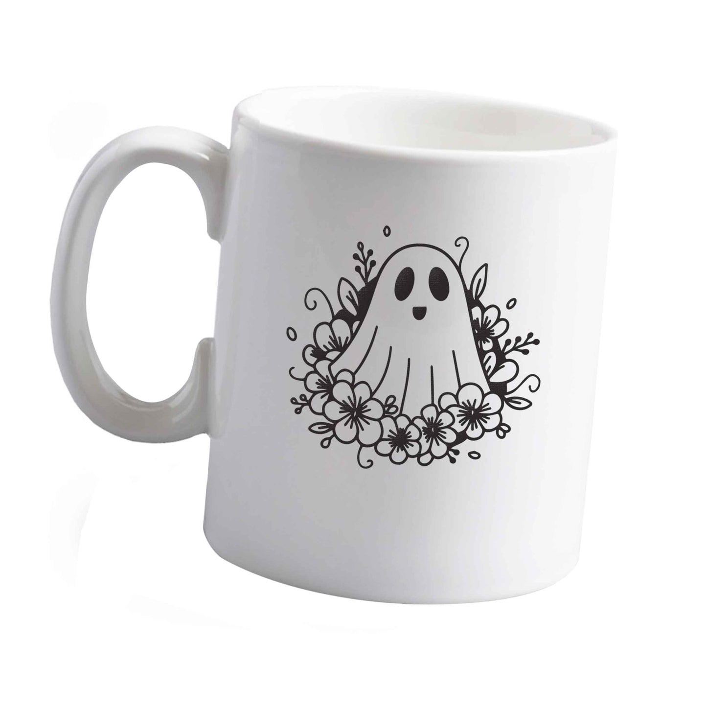 10 oz Floral ghost ceramic mug left sided