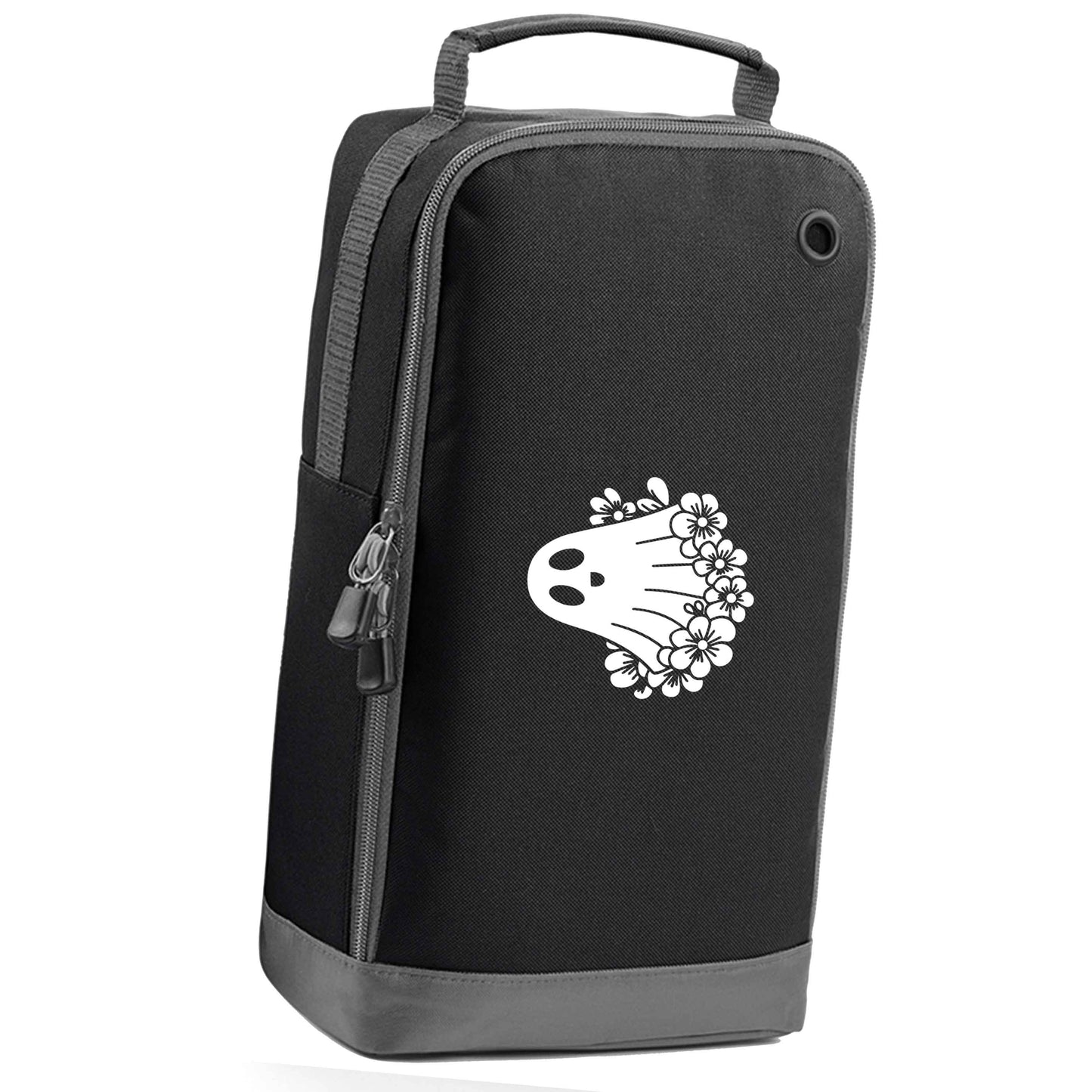 Floral ghost black sports shoe bag horizontal print