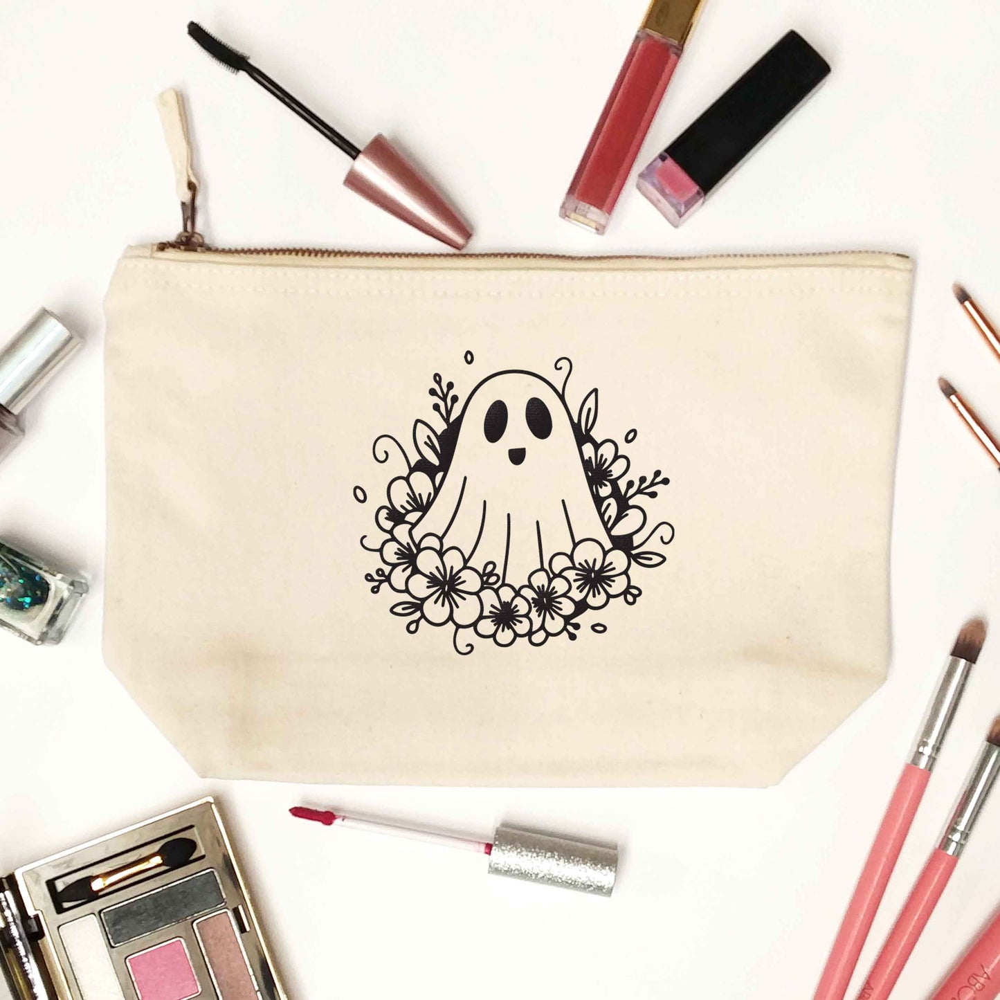 Floral ghost natural makeup bag