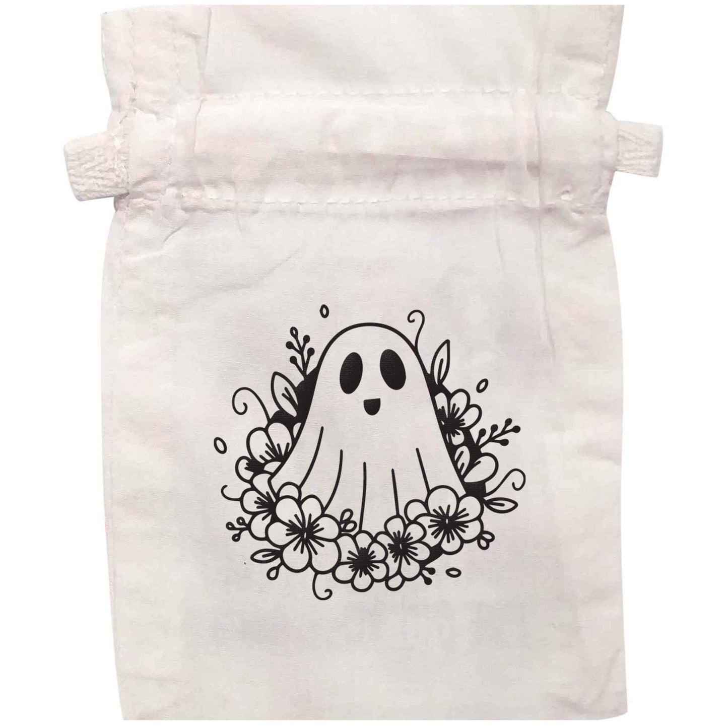 Floral ghost | XS - L | Pouch / Drawstring bag / Sack | Organic Cotton | Bulk discounts available!
