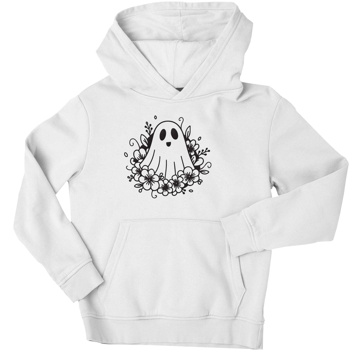 Floral ghost children's white hoodie 12-13 Years
