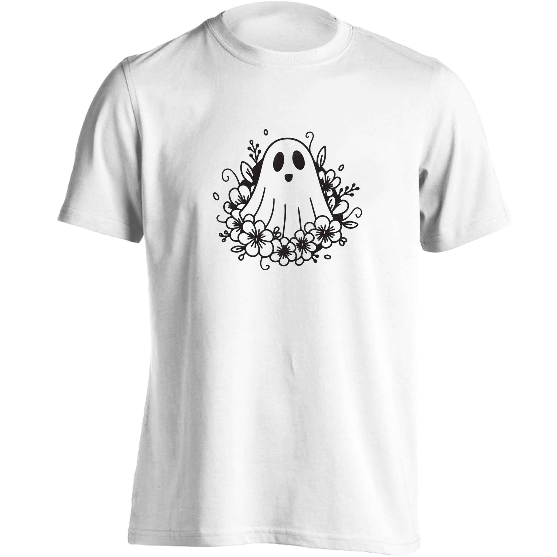Floral ghost adults unisex white Tshirt 2XL