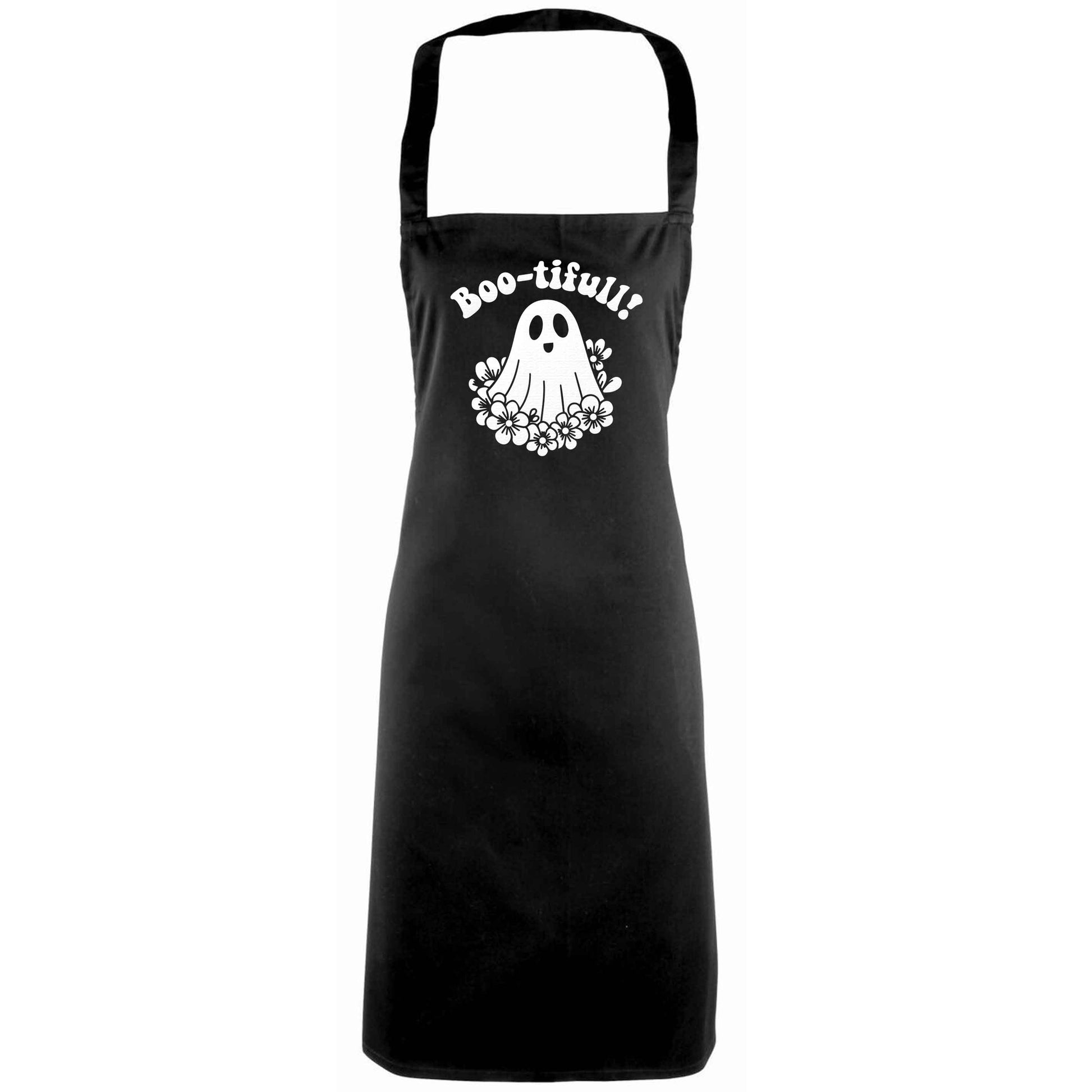 Boo-tifull! Floral ghost adults black apron
