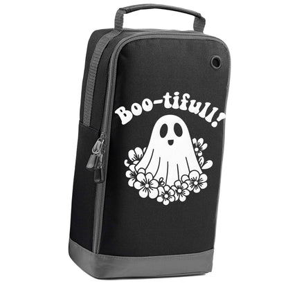 Boo-tifull! Floral ghost black sports shoe bag vertical print