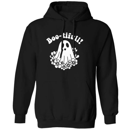 Boo-tifull! Floral ghost adults unisex black hoodie 2XL