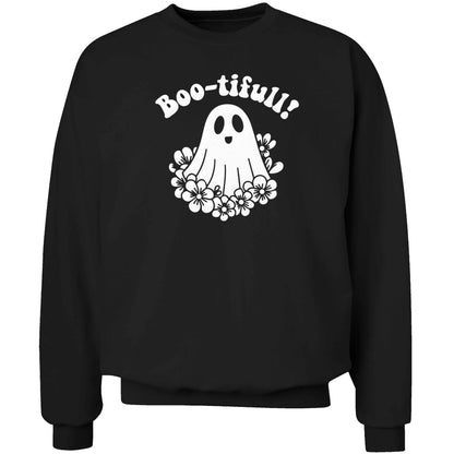 Boo-tifull! Floral ghost adult's unisex black sweater 2XL