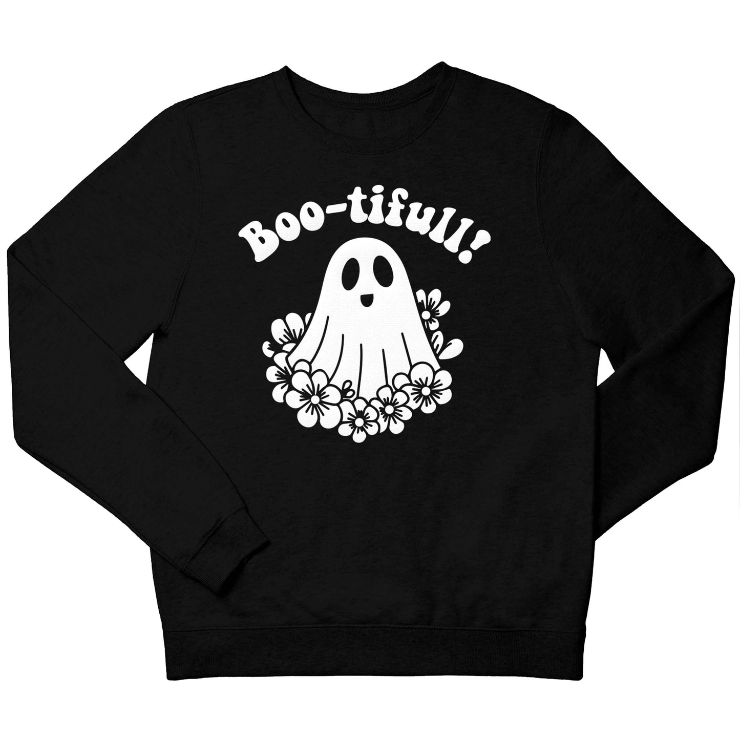 Boo-tifull! Floral ghost children's black sweater 12-13 Years