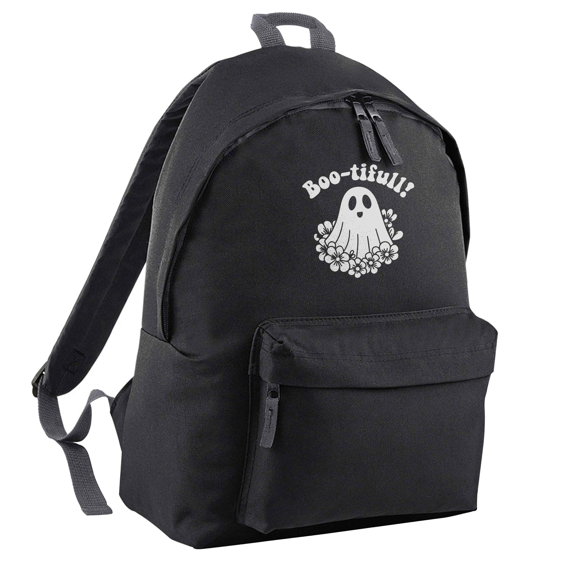 Boo-tifull! Floral ghost black adults backpack