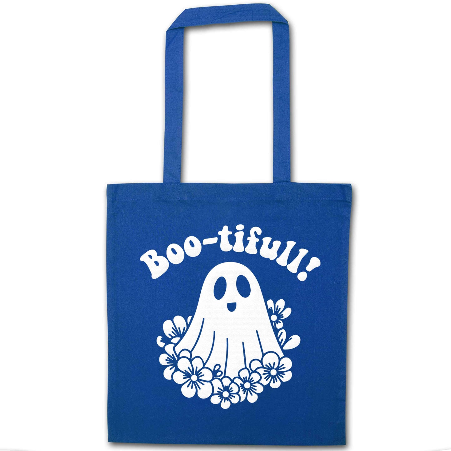 Boo-tifull! Floral ghost blue tote bag