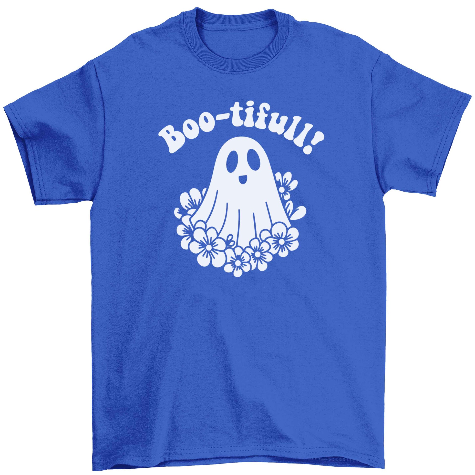 Boo-tifull! Floral ghost Children's blue Tshirt 12-13 Years