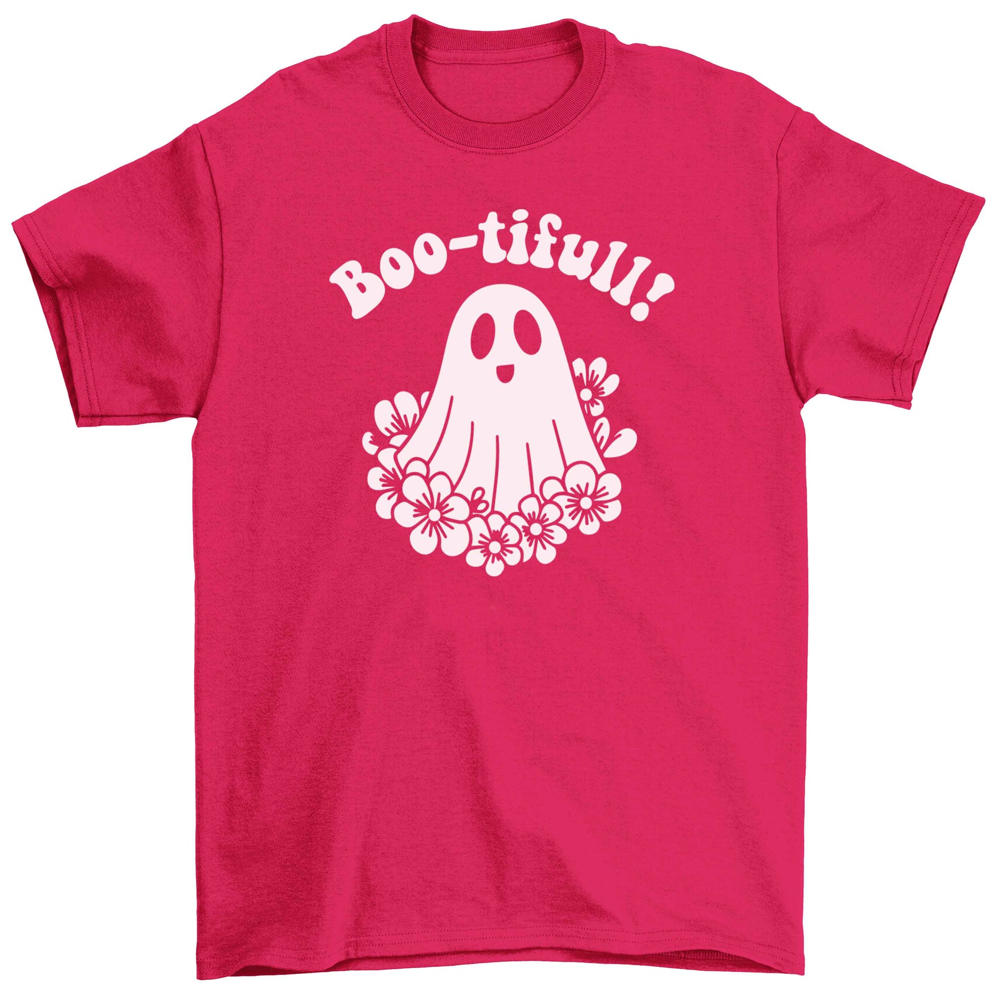 Boo-tifull! Floral ghost Children's pink Tshirt 12-13 Years