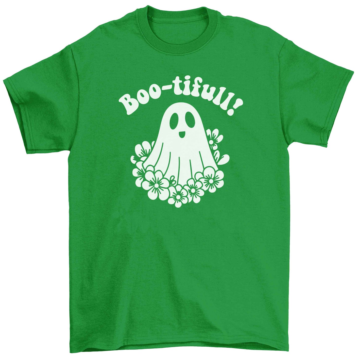 Boo-tifull! Floral ghost Children's green Tshirt 12-13 Years