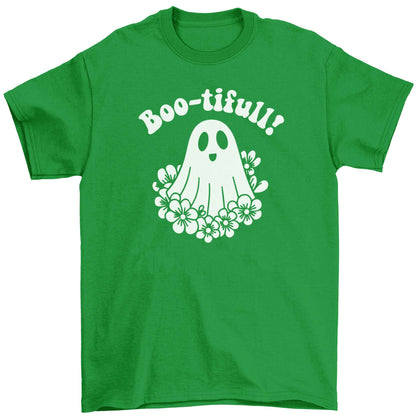 Boo-tifull! Floral ghost Children's green Tshirt 12-13 Years