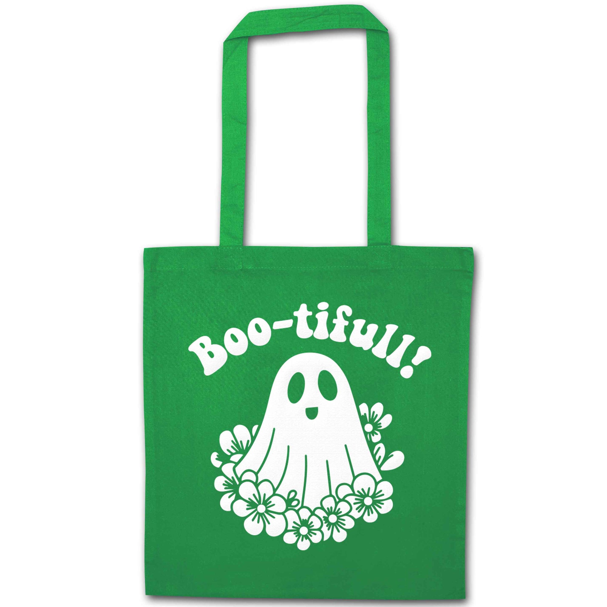 Boo-tifull! Floral ghost green tote bag