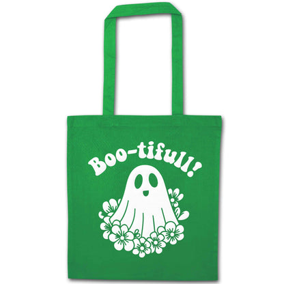 Boo-tifull! Floral ghost green tote bag