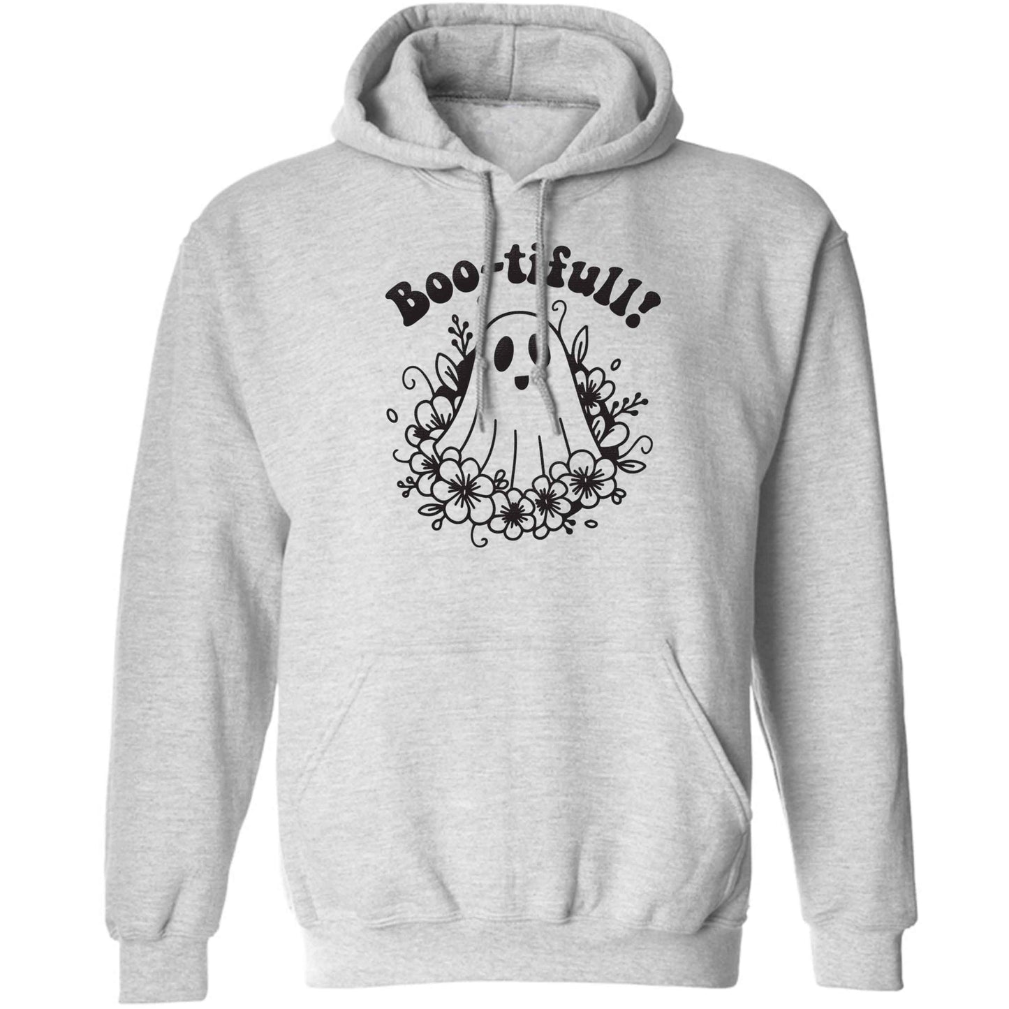 Boo-tifull! Floral ghost adults unisex grey hoodie 2XL