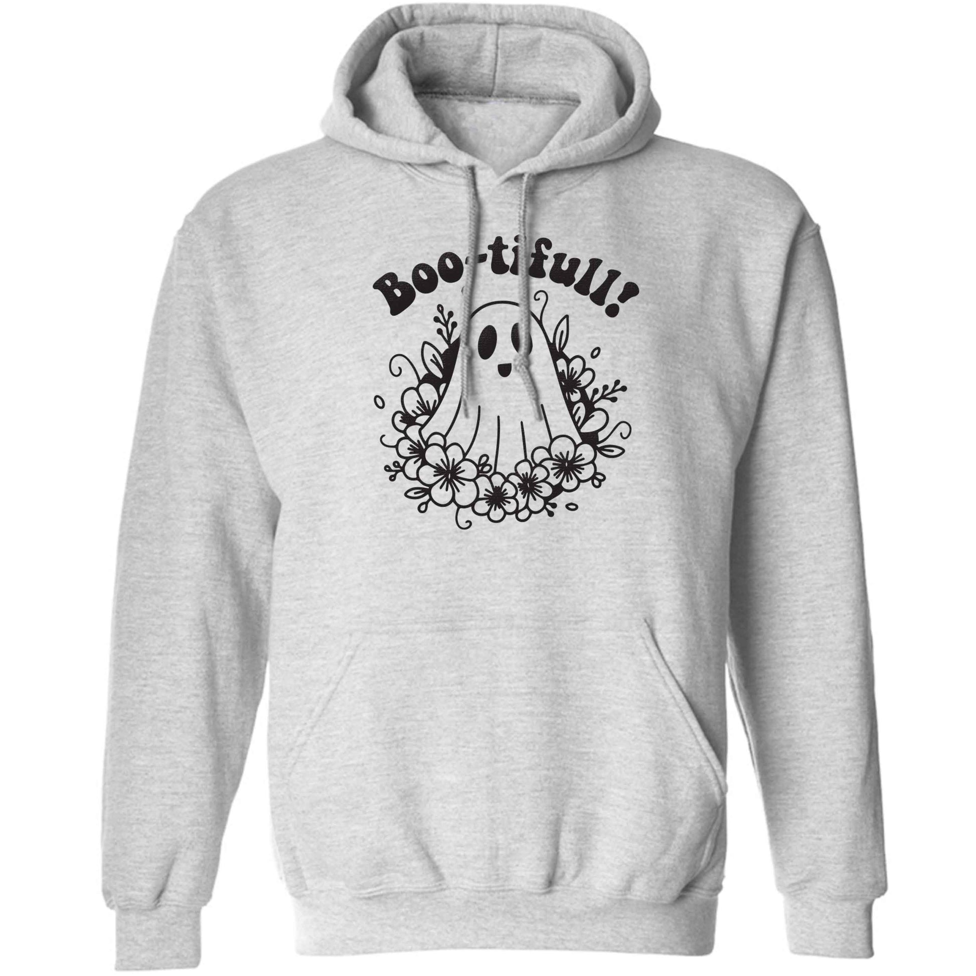 Boo-tifull! Floral ghost adults unisex grey hoodie 2XL