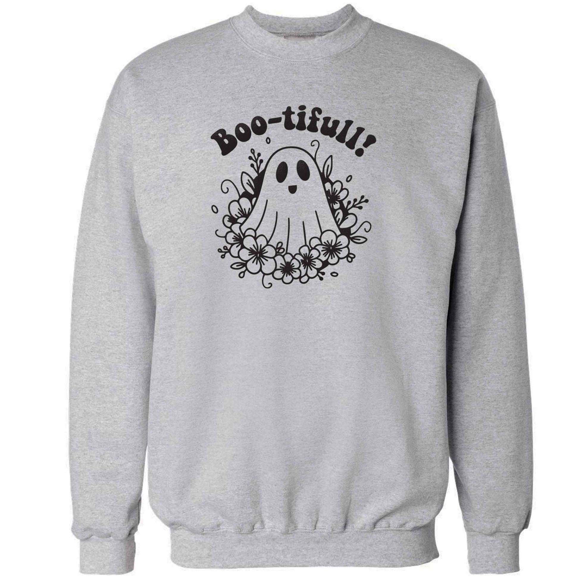 Boo-tifull! Floral ghost adult's unisex grey sweater 2XL