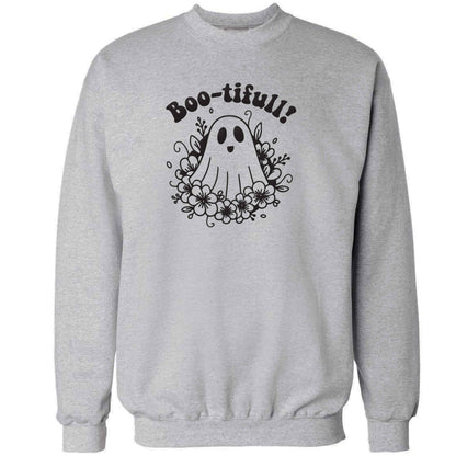 Boo-tifull! Floral ghost adult's unisex grey sweater 2XL