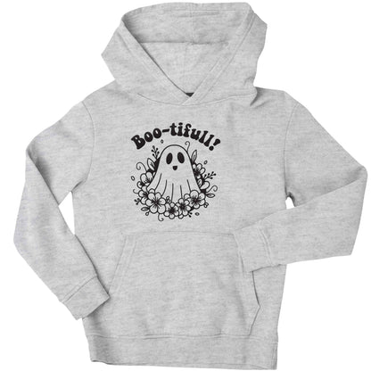 Boo-tifull! Floral ghost children's grey hoodie 12-13 Years