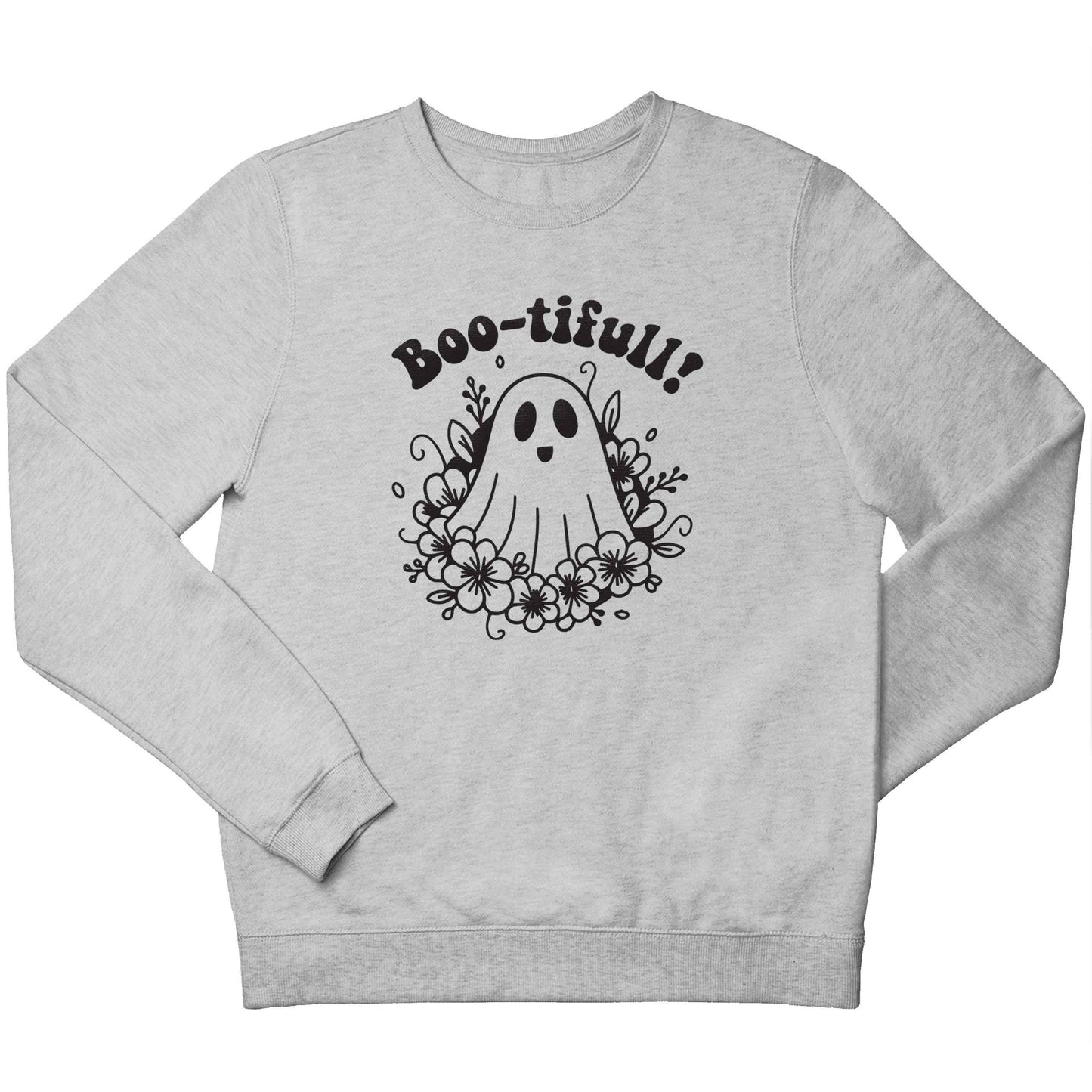 Boo-tifull! Floral ghost children's grey sweater 12-13 Years
