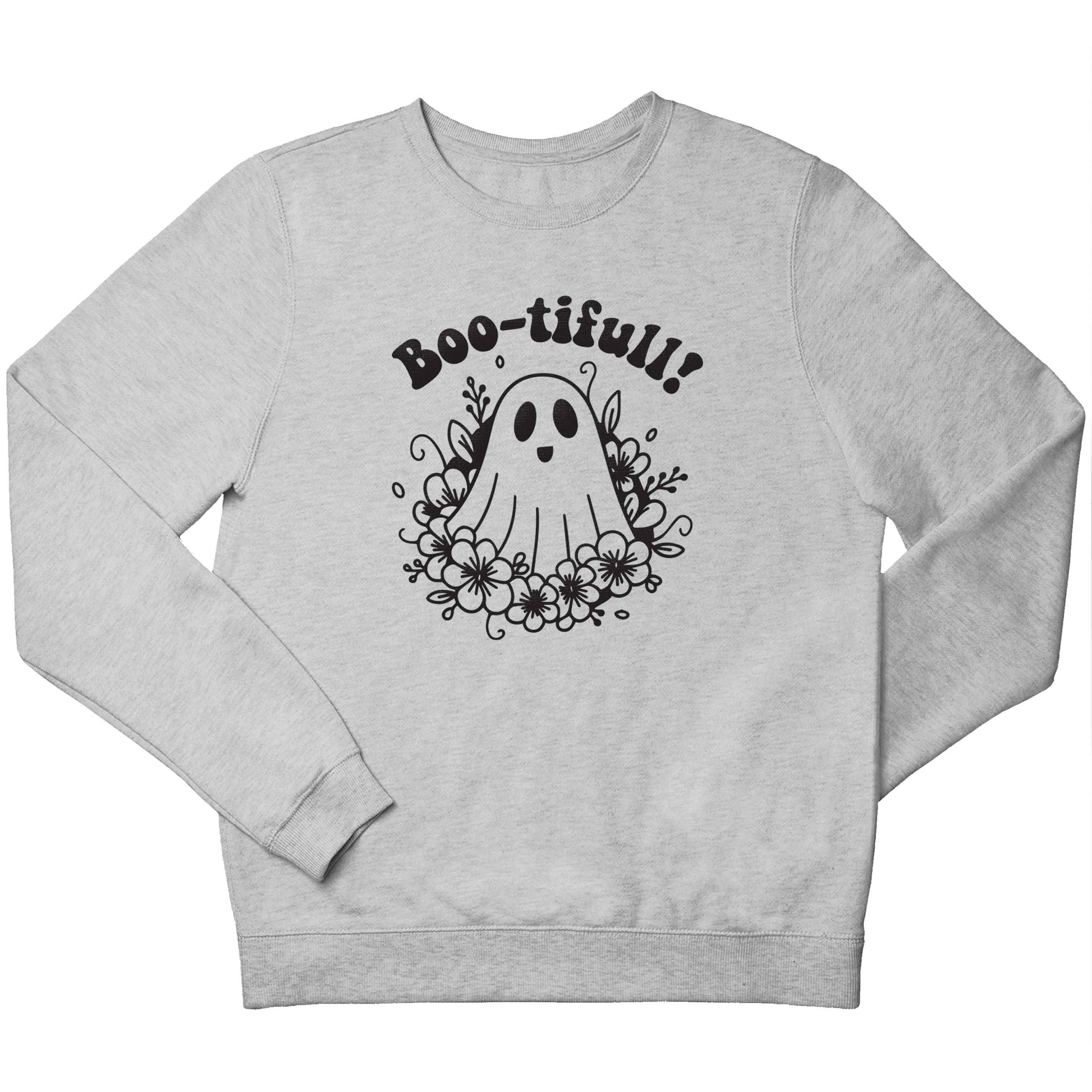Boo-tifull! Floral ghost children's grey sweater 12-13 Years
