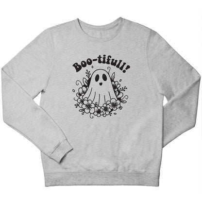 Boo-tifull! Floral ghost children's grey sweater 12-13 Years